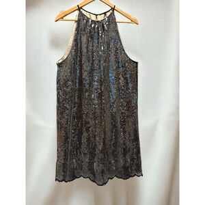 Kobi Halperin Womens MAYA Black Sequined Cocktail And Party Dress Size Large NWT